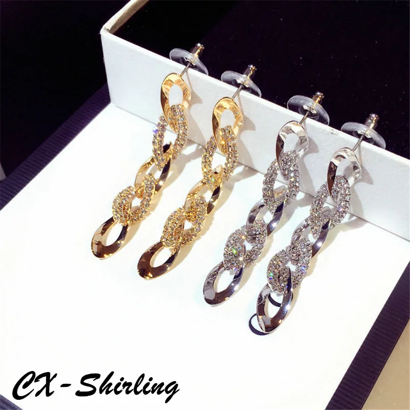 CX-Shirling Gold&Silver Long Earrings Women Dorp Earrings Fashion Chain Jewelry Exaggerated Rhinestone Geometric Dangle Earrings
CX-Shirling Gold&Silver Long Earrings Women Dorp Earrings Fashion Chain Jewelry Exaggerated Rhinestone Geometric Dangle Earrings