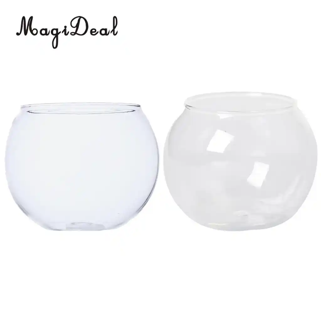 2pcs Round Clear Glass Flower Vases Fish Tank Ball Bowl Flower