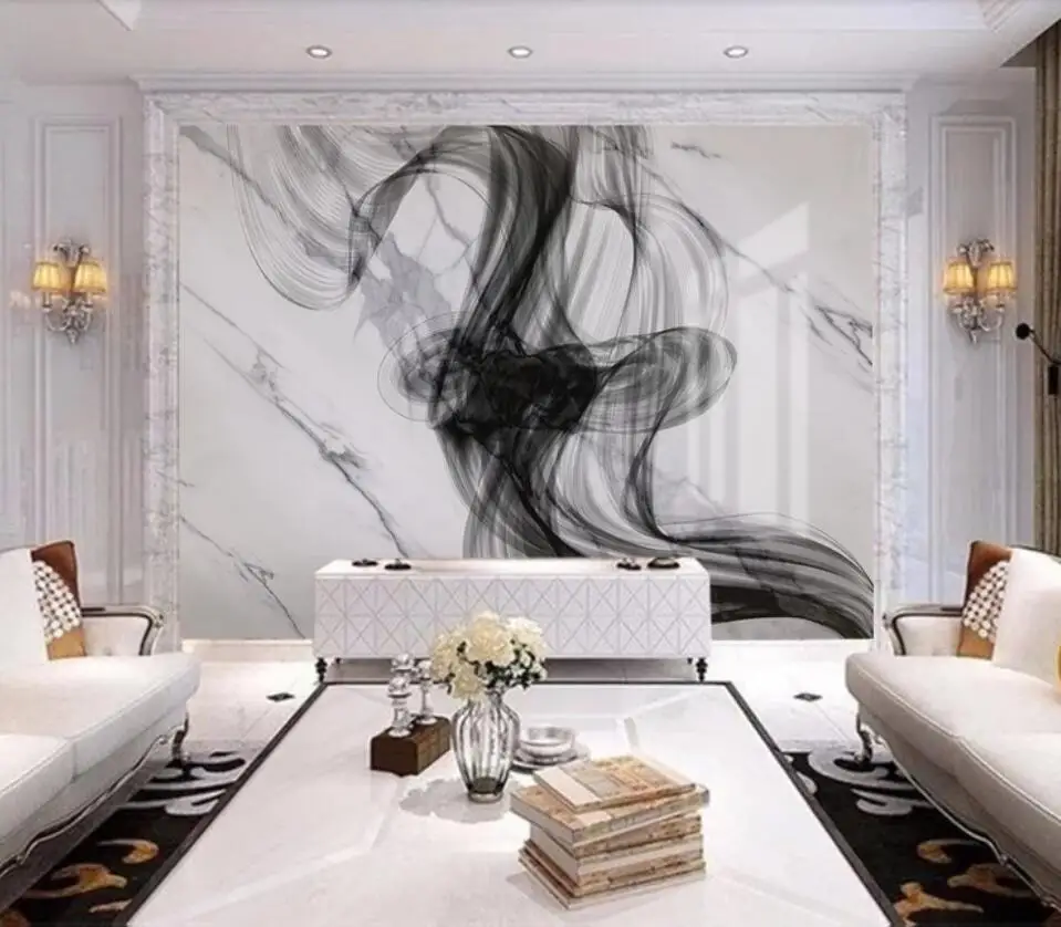 

Ink smoke quietly elegant art new Chinese abstract jazz white background wall decoration wallpaper murals