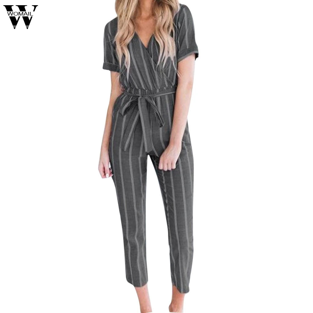 Womail Jumpsuit Women V-Neck Short Sleeved Linen Striped Plus Size Loose Belt Cotton linen stripes jumpsuit dropship May6
Womail Jumpsuit Women V-Neck Short Sleeved Linen Striped Plus Size Loose Belt Cotton linen stripes jumpsuit dropship May6