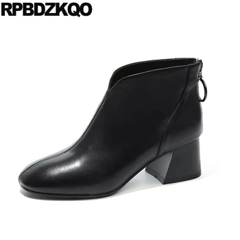 Black Genuine Leather Fall Autumn Real Women Ankle Boots Medium Heel Fur Shoes Booties Designer Winter Square Toe 2018 Chunky
Black Genuine Leather Fall Autumn Real Women Ankle Boots Medium Heel Fur Shoes Booties Designer Winter Square Toe 2018 Chunky