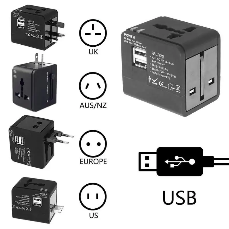 International Plugs Sockets Adapter Converter USB Charging Travel Socket Plug Power Charger Multi-country converter UK/AU/US/EU
International Plugs Sockets Adapter Converter USB Charging Travel Socket Plug Power Charger Multi-country converter UK/AU/US/EU