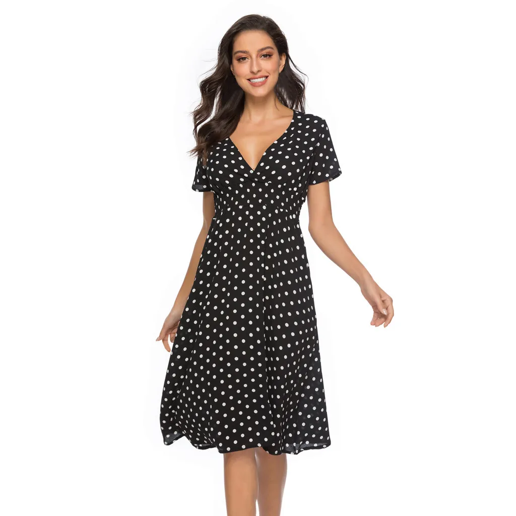 2019 New Fashion Women Summer Party dot printed Dress Beach Dress Ladies Elegant Dresses Vestido De Verao
2019 New Fashion Women Summer Party dot printed Dress Beach Dress Ladies Elegant Dresses Vestido De Verao