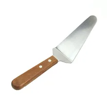 Phfu mão de madeira inoxidável festa bolo pizza pastelaria servidor cortador pá facas(China)
