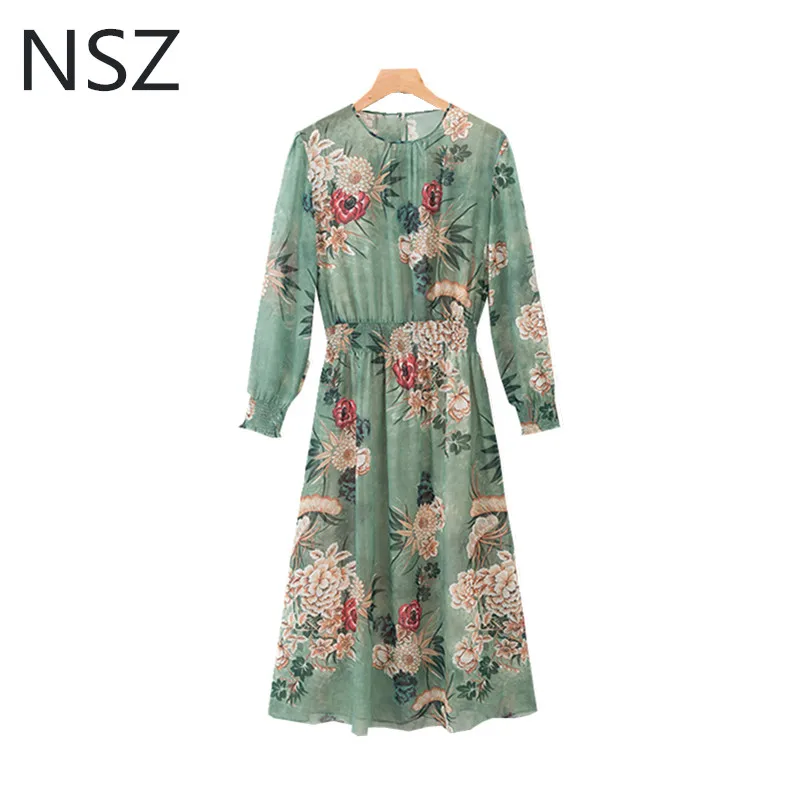 NSZ Women Floral Print Chiffon Midi Dress Long Sleeve Round Collar Pleated Oversize Dresses Vestidos
NSZ Women Floral Print Chiffon Midi Dress Long Sleeve Round Collar Pleated Oversize Dresses Vestidos