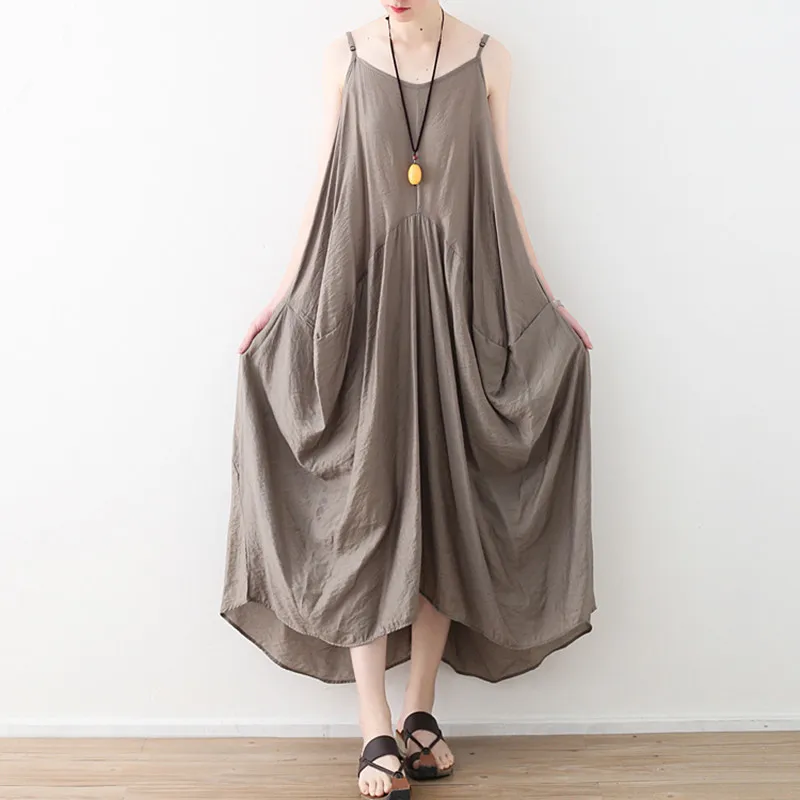 Johnature New Spaghetti Strap O-Neck Solid Color Women Long Dresses 2019 Summer Loose Sleeveless Patchwork Irregular Dresses
Johnature New Spaghetti Strap O-Neck Solid Color Women Long Dresses 2019 Summer Loose Sleeveless Patchwork Irregular Dresses