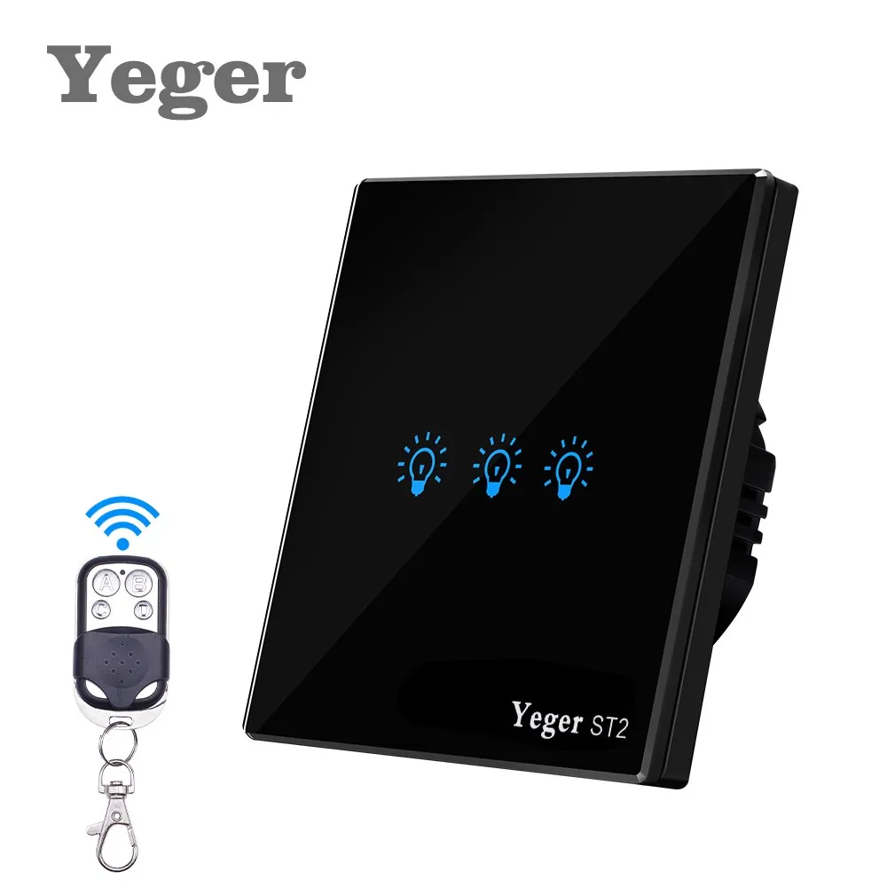 Yeger EU Standard Smart Wall Switch Remote Control Switch 3 Gang 1 Way Wireless Remote Control Touch Light Switch
Yeger EU Standard Smart Wall Switch Remote Control Switch 3 Gang 1 Way Wireless Remote Control Touch Light Switch