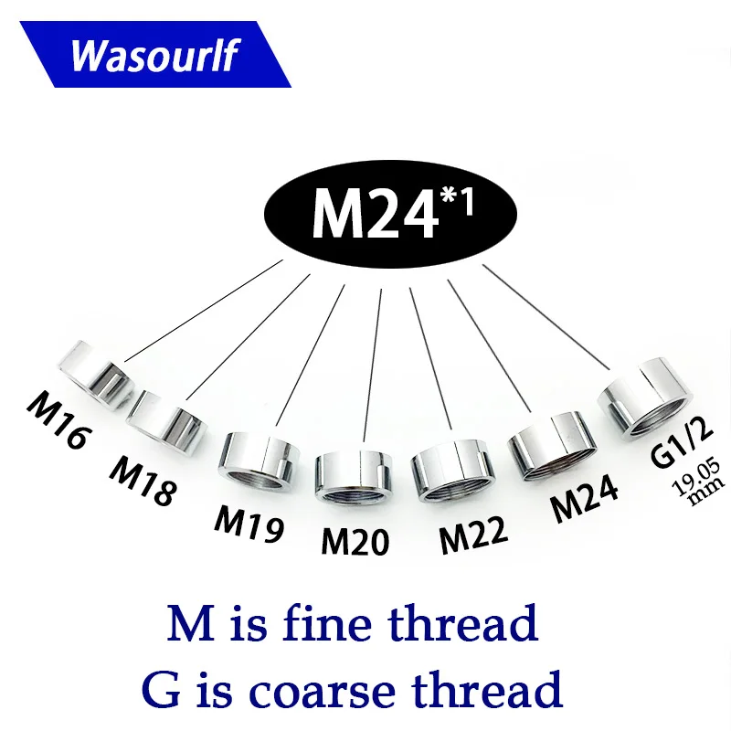 WASOURLF 1PC M16 M18 M19 M20 M24 female thread connector shower bathroom kitchen brass chrome faucet accessories
WASOURLF 1PC M16 M18 M19 M20 M24 female thread connector shower bathroom kitchen brass chrome faucet accessories