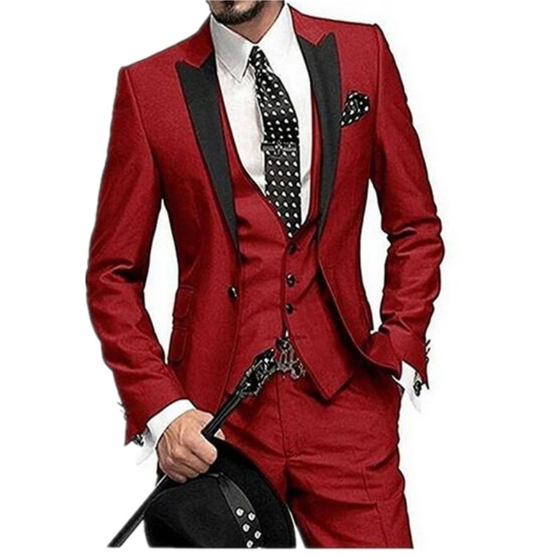 Red Fashion Men 3 Pieces Suits Peak lapel For Wedding Prom Groom Single Breasted Jacket Vest Dress High Quality Masculine Blazer
Red Fashion Men 3 Pieces Suits Peak lapel For Wedding Prom Groom Single Breasted Jacket Vest Dress High Quality Masculine Blazer