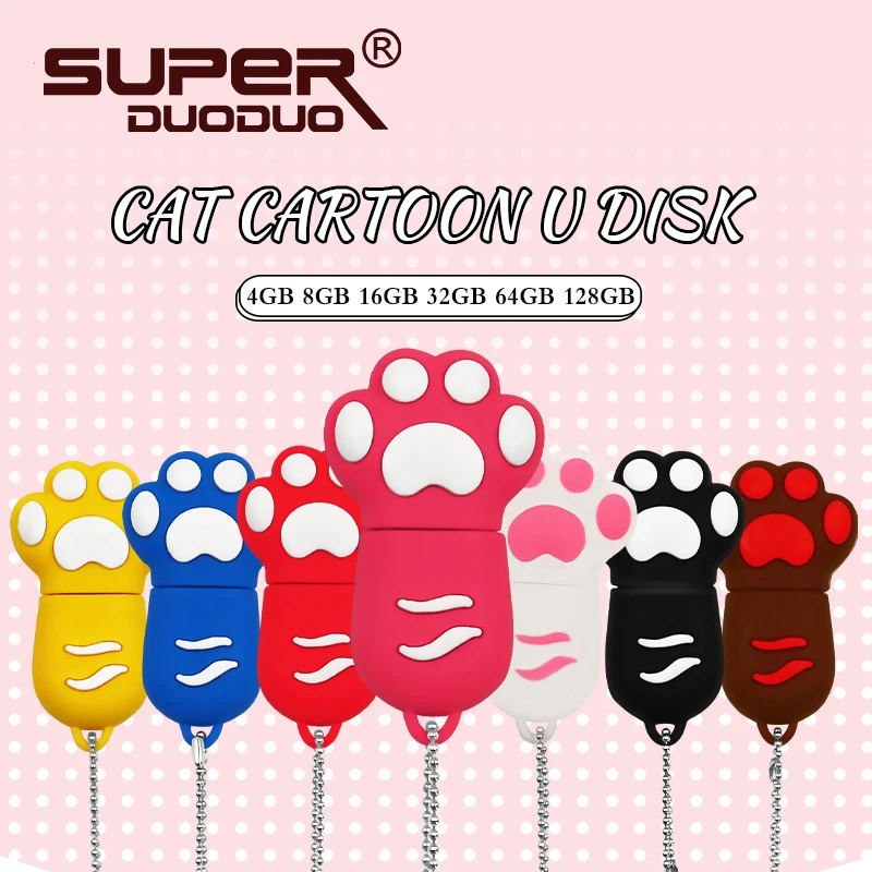Cartoon Cat paw USB flash Drive 4GB 8gb 16gb Pen drive 32GB USB Stick Flash Drive 64GB 128GB Flash USB pendrive + Key Chain
Cartoon Cat paw USB flash Drive 4GB 8gb 16gb Pen drive 32GB USB Stick Flash Drive 64GB 128GB Flash USB pendrive + Key Chain