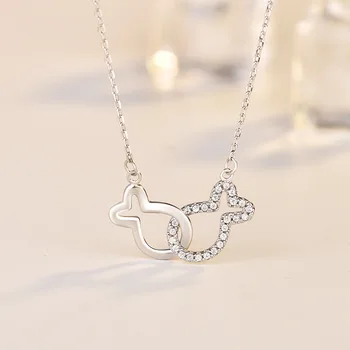 Shuning Jewelry 925 Sterling Silver Double Kissing Fish Clavicle Pendant Mori Light Luxury Female Wearing Necklace
Shuning Jewelry 925 Sterling Silver Double Kissing Fish Clavicle Pendant Mori Light Luxury Female Wearing Necklace