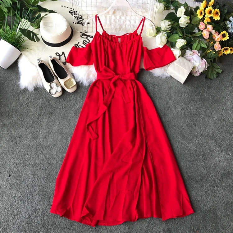 Summer Women Casual Blending Off Shoulders Long Slip Dress Ladies Fashion Beach Holiday Spaghetti Strap Solid Mid-calf Dress
Summer Women Casual Blending Off Shoulders Long Slip Dress Ladies Fashion Beach Holiday Spaghetti Strap Solid Mid-calf Dress