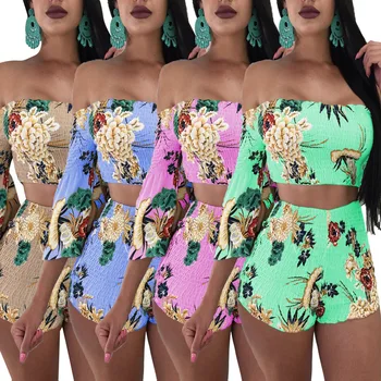 2018 Summer Two Pieces Set Jumpsuit Women Bohemian Printing Bodysuits Sexy Strapless Flare Sleeve Short Jumpsuits Rompers
2018 Summer Two Pieces Set Jumpsuit Women Bohemian Printing Bodysuits Sexy Strapless Flare Sleeve Short Jumpsuits Rompers