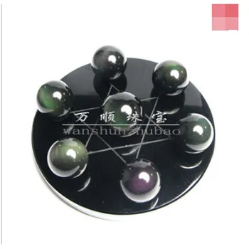 Seven array of natural obsidian ornaments crystal ball ornaments black chassis rainbow eye
Seven array of natural obsidian ornaments crystal ball ornaments black chassis rainbow eye