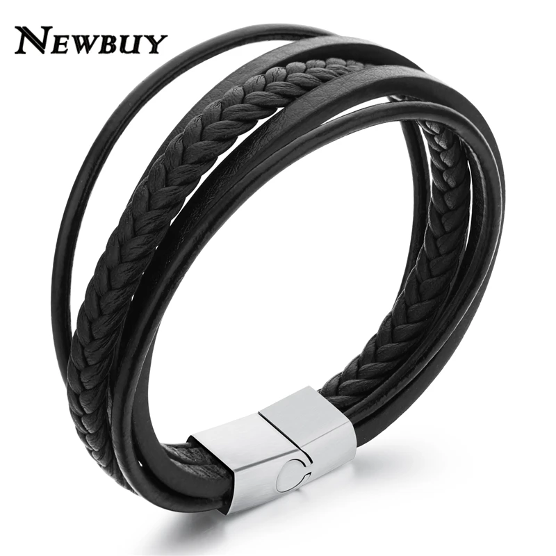 NEWBUY Vintage Design Fashion Men Jewelry Multilayer Black Braided Leather Charm Bracelet Hot Sale Male Charm Bracelet Gift
NEWBUY Vintage Design Fashion Men Jewelry Multilayer Black Braided Leather Charm Bracelet Hot Sale Male Charm Bracelet Gift