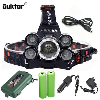 5 LED Headlamp Powerful Headlight Rechargeable Head Light 15000 LM LED XM-L XM-L T6 /Q5 Flashlight Torch for Batteries+Charger
5 LED Headlamp Powerful Headlight Rechargeable Head Light 15000 LM LED XM-L XM-L T6 /Q5 Flashlight Torch for Batteries+Charger