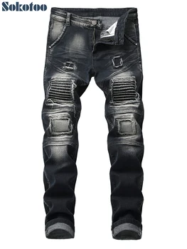 Sokotoo Men's patch design gray black stretch denim ripped jeans Plus size holes patchwork slim pants
Sokotoo Men's patch design gray black stretch denim ripped jeans Plus size holes patchwork slim pants