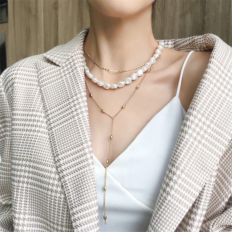 BOAKO Baroque Pearls Necklace Women Pendants Necklaces Long Multi Layer Chain Irregular Pearl Necklace Choker Girl Jewelry Z5
BOAKO Baroque Pearls Necklace Women Pendants Necklaces Long Multi Layer Chain Irregular Pearl Necklace Choker Girl Jewelry Z5