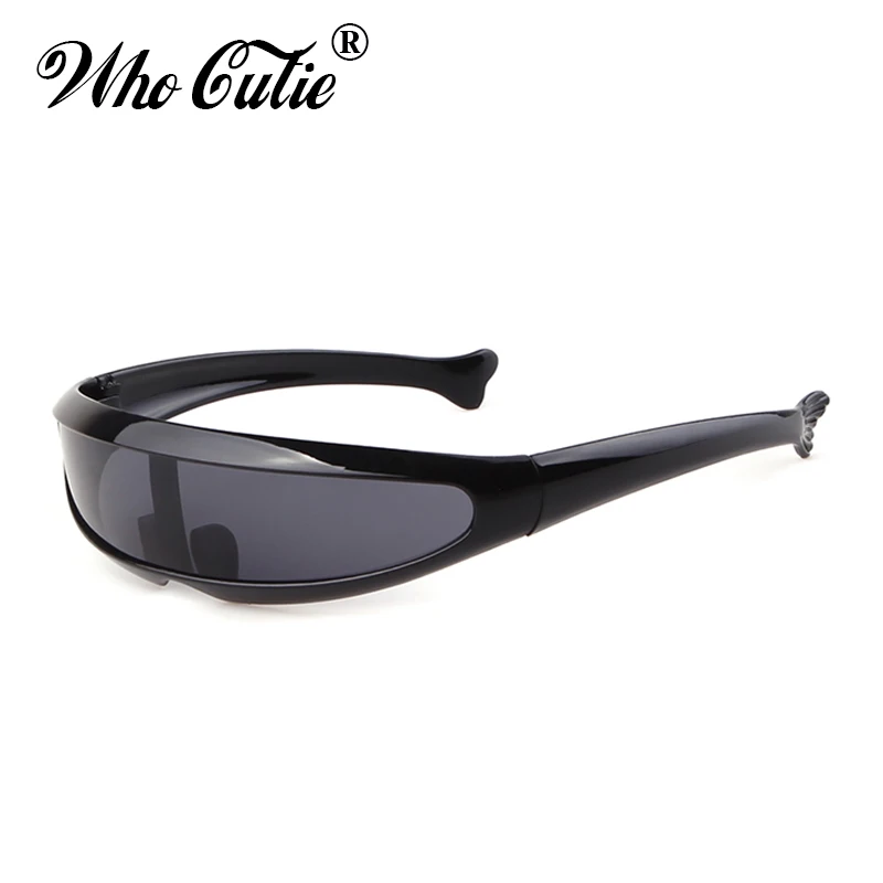 

WHO CUTIE 2019 Windproof Visor Sunglasses Men Women One Peice Sunny Flat Top Goggles Oversized Shield Robot Sun Glasses Male 837