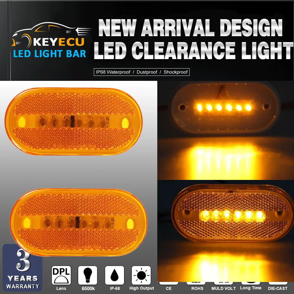 KEYECU 1PC LED Marker Lights Amber Outline Lamps Bus Truck Trailer Camper Motorhome 6 Diode LED Clearance Side Marker Light
KEYECU 1PC LED Marker Lights Amber Outline Lamps Bus Truck Trailer Camper Motorhome 6 Diode LED Clearance Side Marker Light