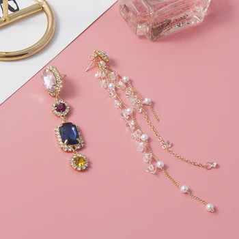 Elegant Asymmetry Shiny Rhinestone Dangle Earrings Long Chain Pearl Tassel Drop Earrings Charm Jewelry Earring for Women Gift
Elegant Asymmetry Shiny Rhinestone Dangle Earrings Long Chain Pearl Tassel Drop Earrings Charm Jewelry Earring for Women Gift