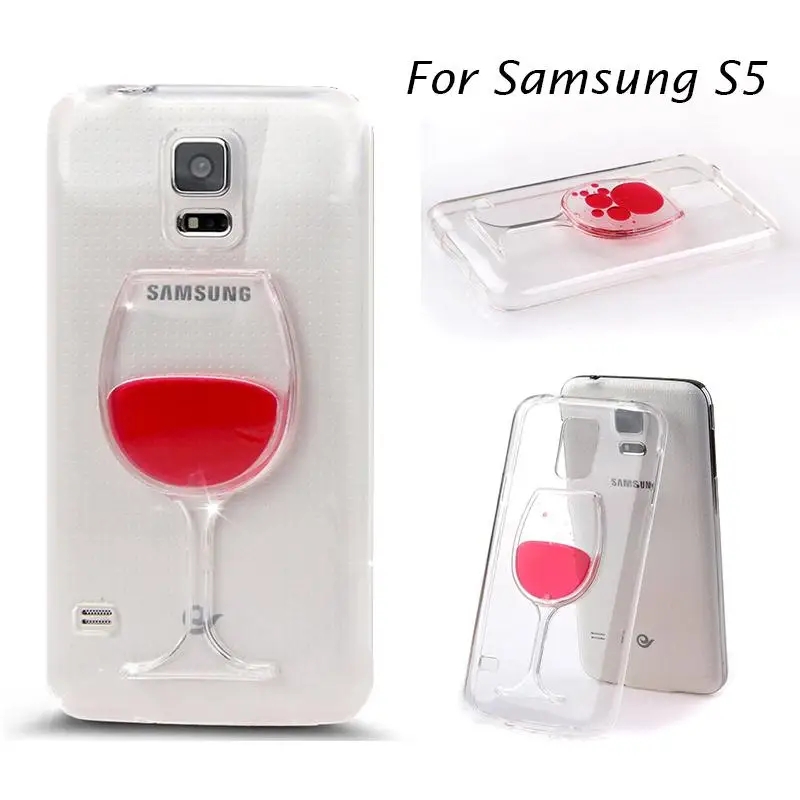 Newest 3D Liquid Cocktail Bottle Flow Red Wine soft Clear For font b samsung b font