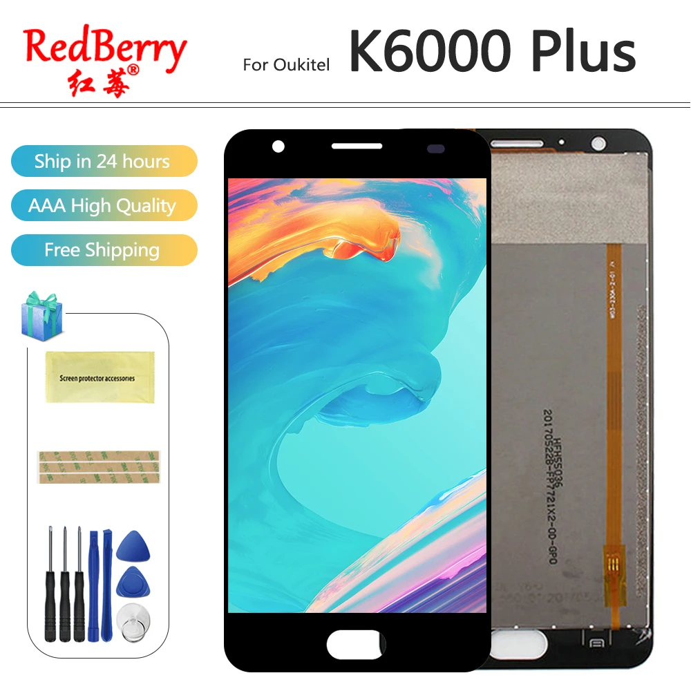 Redberry For Oukitel K6000 Plus LCD Display Mobile Phone Touch Screen Digitizer Assembly Replacement Parts With Tools
Redberry For Oukitel K6000 Plus LCD Display Mobile Phone Touch Screen Digitizer Assembly Replacement Parts With Tools
