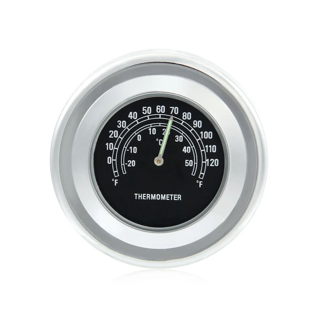 Motorcycle Windshield Chrome Dial Thermometer Waterproof