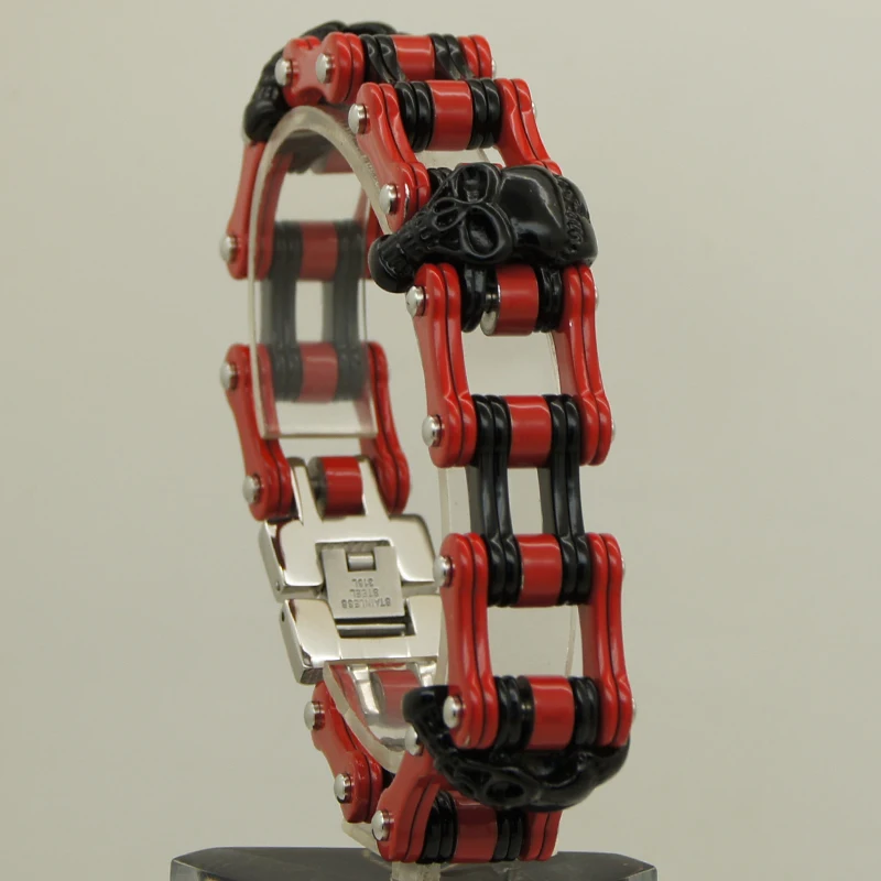unique red & black plated cool men/boy stylish skull motorcycle biker rock 316L stainless steel chain bracelet
unique red & black plated cool men/boy stylish skull motorcycle biker rock 316L stainless steel chain bracelet
