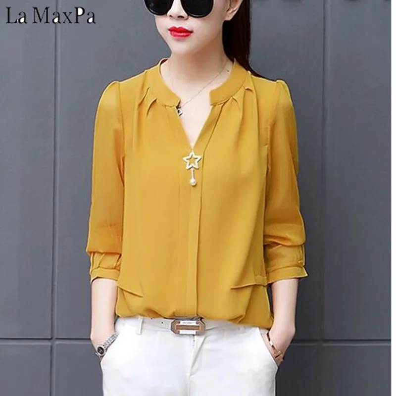 LA MAXPA 2019 Fashion Spring Autumn Women Blouse Long Sleeves Loose V Neck Girl Casual Chiffon Blouse Shirts Causal Office Tops
LA MAXPA 2019 Fashion Spring Autumn Women Blouse Long Sleeves Loose V Neck Girl Casual Chiffon Blouse Shirts Causal Office Tops