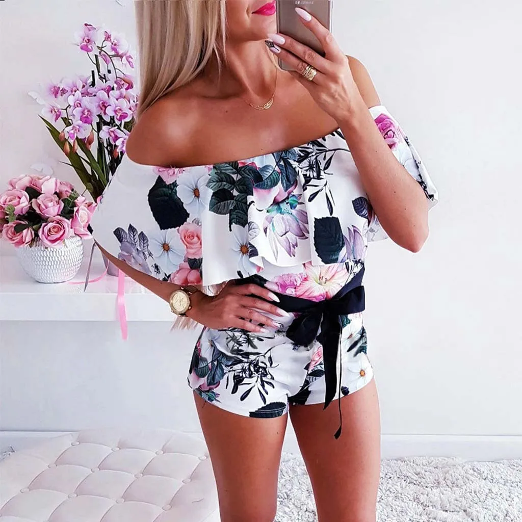 Rompers Womens Jumpsuit Sexy Summer Print Sleeveless Strapless Casual Mini Jumpsuit Women Ladies Overalls combinaison femme
Rompers Womens Jumpsuit Sexy Summer Print Sleeveless Strapless Casual Mini Jumpsuit Women Ladies Overalls combinaison femme