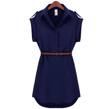 WJ Women's Short Sleeve Stretch Chiffon Casual Mini Dress