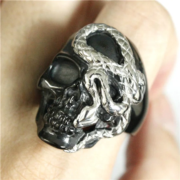 Size 7-14 Special Design Silver Snake Skull Ring 316L Stainless Steel Man Boy Band Party Black Skull Ring
Size 7-14 Special Design Silver Snake Skull Ring 316L Stainless Steel Man Boy Band Party Black Skull Ring