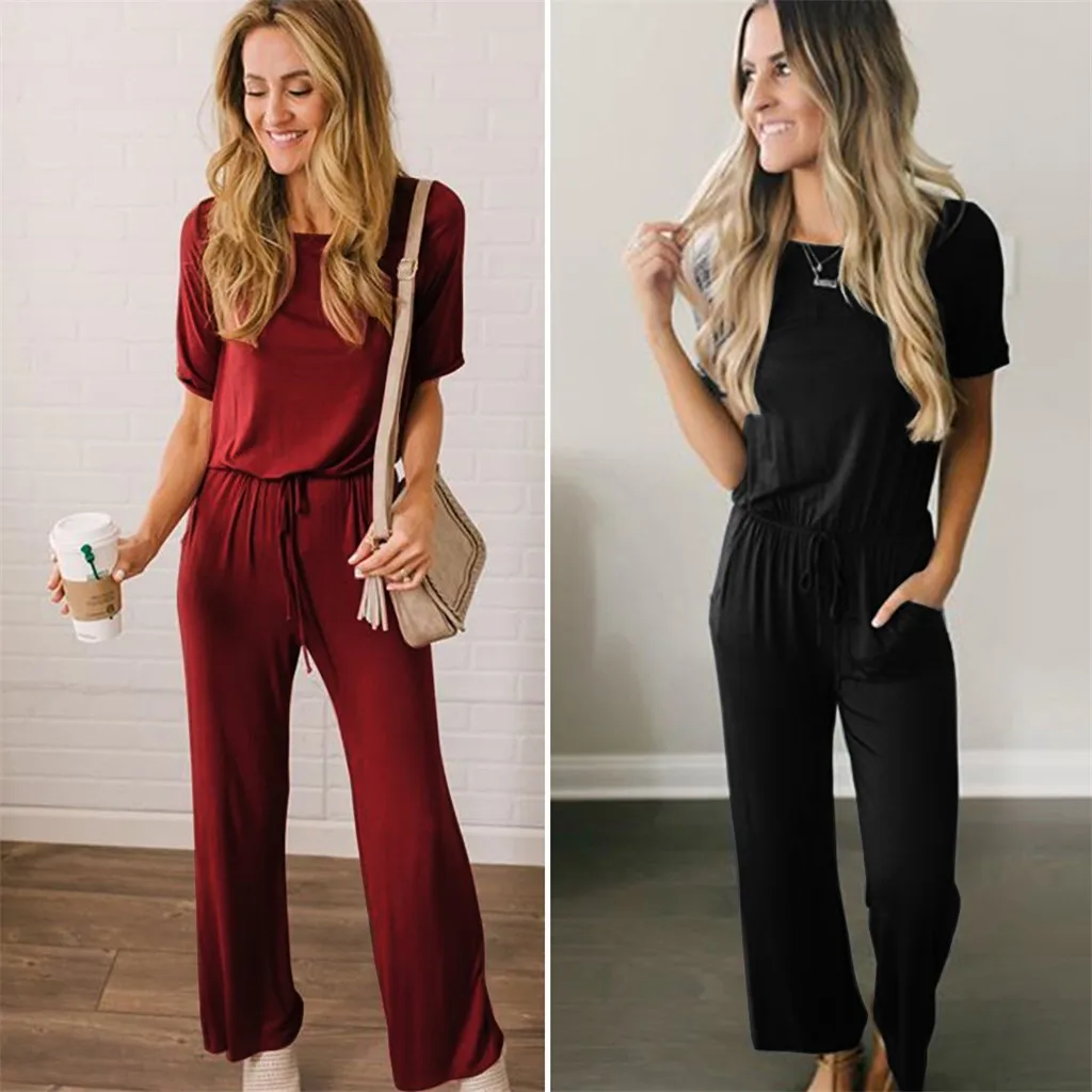 Elegant Women Summer Loose O Neck Solid Short Sleeve Backless Strappy Long Jumpsuit party jumpsuit romper women evening Mono
Elegant Women Summer Loose O Neck Solid Short Sleeve Backless Strappy Long Jumpsuit party jumpsuit romper women evening Mono