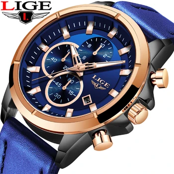 LIGE Fashion Blue Leather Clock Mens Watches Top brand Gift Luxury Quartz Gold Watch For Men Waterproof Chronograph Reloj Hombre
LIGE Fashion Blue Leather Clock Mens Watches Top brand Gift Luxury Quartz Gold Watch For Men Waterproof Chronograph Reloj Hombre