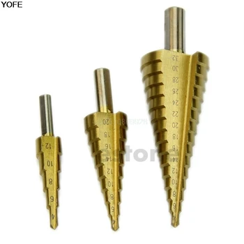 Hot 3Pcs Drill bit Large HSS Steel Step Cone Drill Titanium Bit Set Hole 4-12/20/32mm dint
Hot 3Pcs Drill bit Large HSS Steel Step Cone Drill Titanium Bit Set Hole 4-12/20/32mm dint