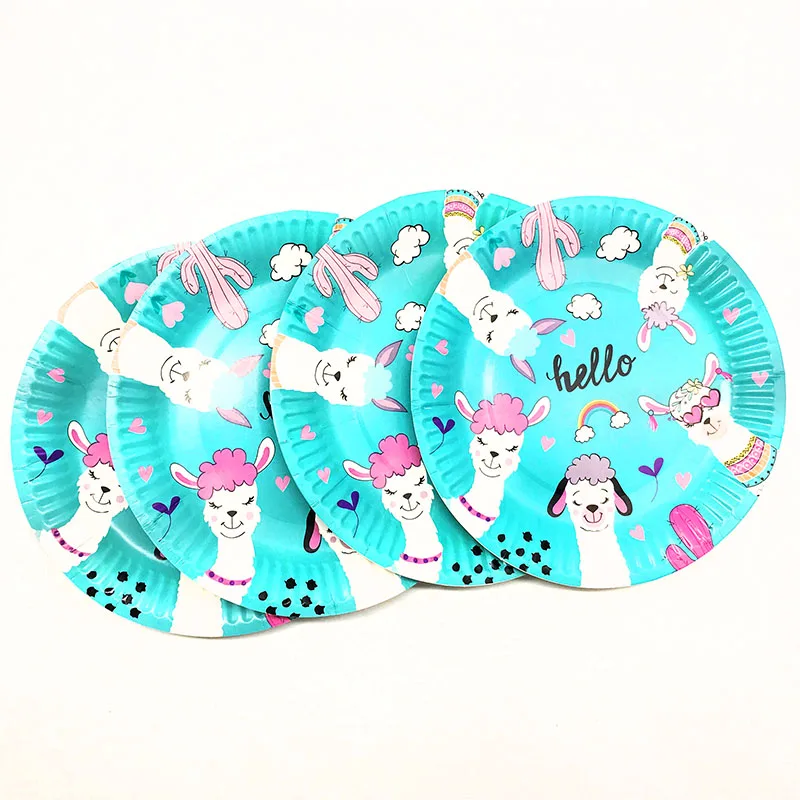 Фото 10pcs/lot Lama theme disposable plates baby shower birthday party decorations Alpaca paper | Дом и сад