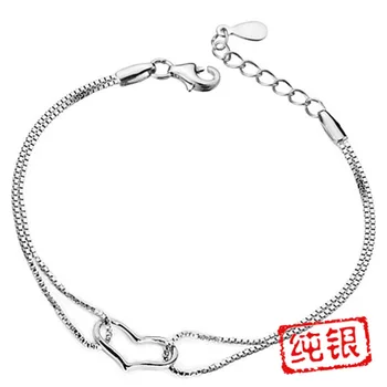 Fashion Korean Version 925 Silver Bracelet Heart-shaped Bracelet Female European and American Jewelry Sterling Silver Bracelet 
Fashion Korean Version 925 Silver Bracelet Heart-shaped Bracelet Female European and American Jewelry Sterling Silver Bracelet