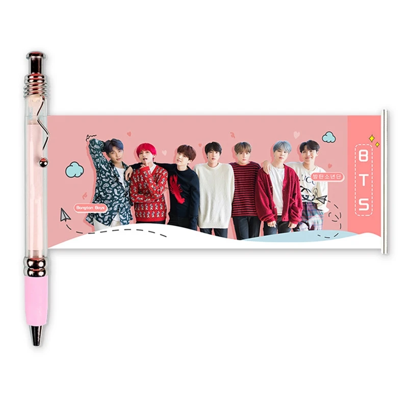 

1PC Styles Kpop BTS Ballpoint Pen Bangtan Boys Stationery Gift Black Ink 0.5mm Gel Pen With Cute Photo Novelty Fans Gift