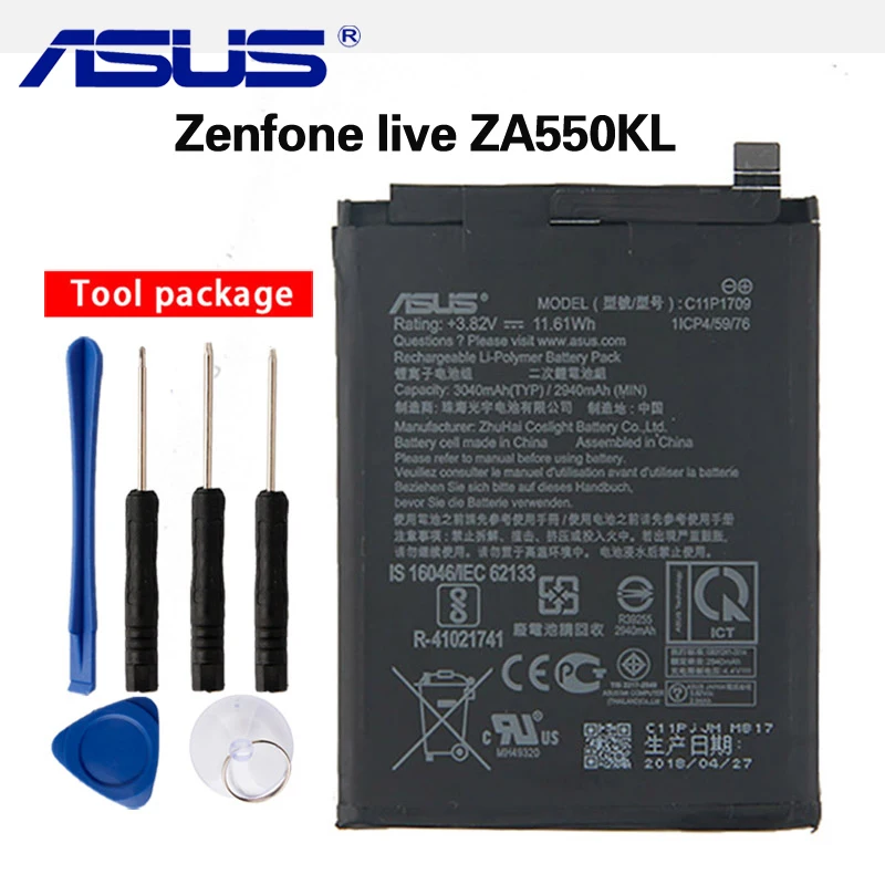 Original ASUS C11P1709 Phone Battery For Asus Zenfone live L1 ZA550KL X00RD 3040mAh
Original ASUS C11P1709 Phone Battery For Asus Zenfone live L1 ZA550KL X00RD 3040mAh
