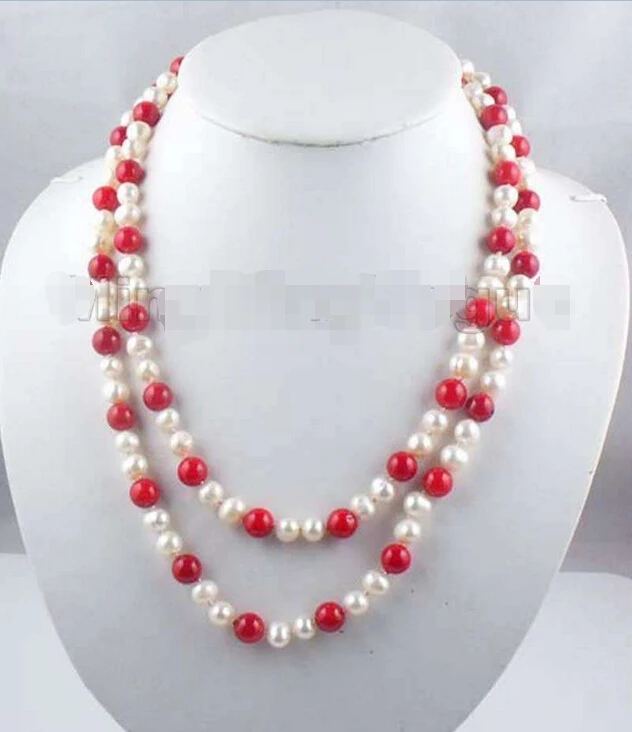 shipping Sales 6-7mm round white pearl & 8mm red coral alloy clasp 45" necklace_PEN25
shipping Sales 6-7mm round white pearl & 8mm red coral alloy clasp 45" necklace_PEN25