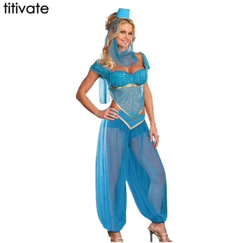 

TITIVATE Women Sexy Arabic Indian Belly Dance Costume Goddess Genie Princess Fancy Dress Dancer Dress Bollywood Dance Costumes