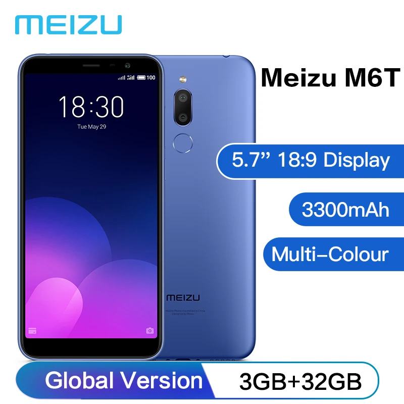 Original Meizu M6T 5.7'' 18:9 Display 2*4-Core 3GB 32GB 1440*720 Smartphone MT6750 3300mAh 13MP Cam Fingerprint 4G-LTE Cellphone
Original Meizu M6T 5.7'' 18:9 Display 2*4-Core 3GB 32GB 1440*720 Smartphone MT6750 3300mAh 13MP Cam Fingerprint 4G-LTE Cellphone