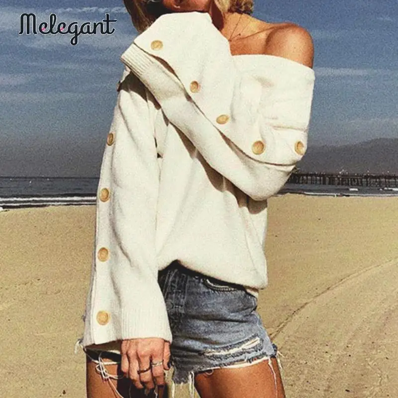 Melegant Solid White Button Sweater Women Autumn Winter 2019 Sweaters Jumper Over Size Casual Knitted Pullovers
Melegant Solid White Button Sweater Women Autumn Winter 2019 Sweaters Jumper Over Size Casual Knitted Pullovers