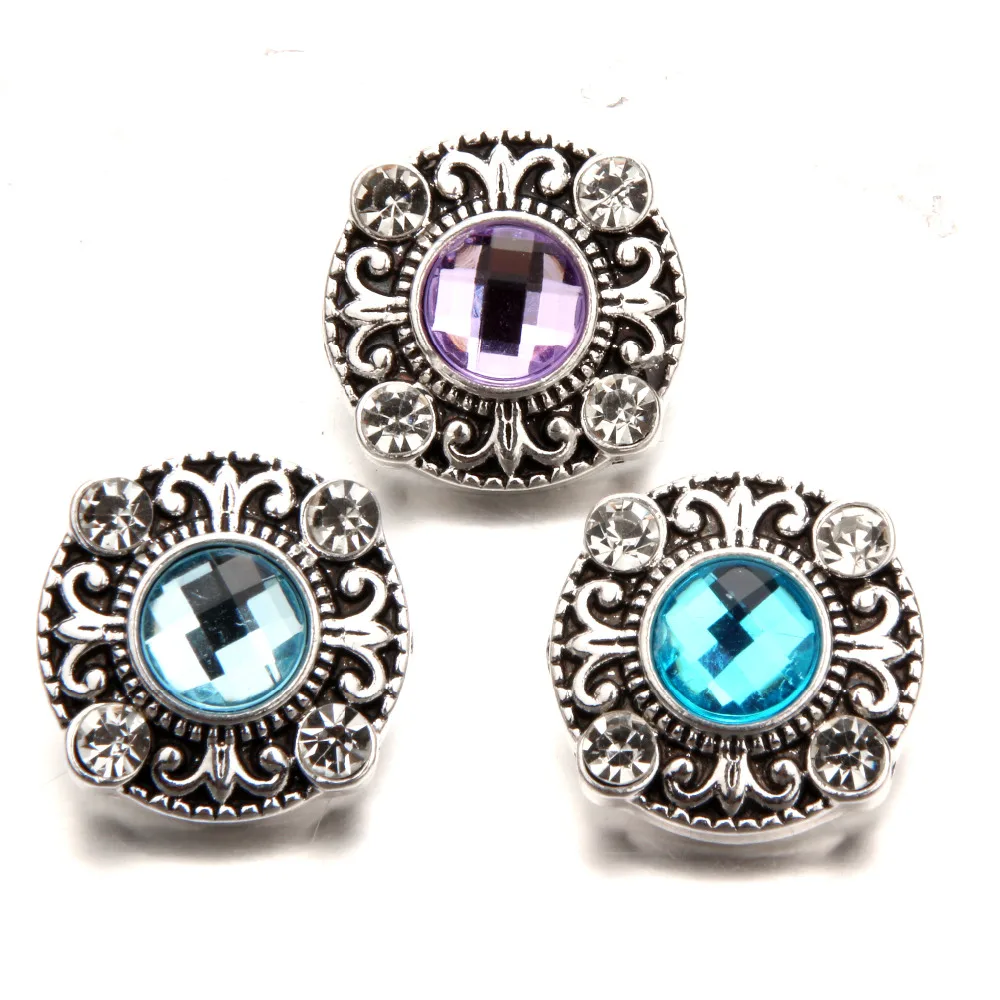 3 Colors Round DIY Rhinestones Birthstone 18mm Snap Button Metal Buttons for Women Jewelry MDB18-418 | Украшения и аксессуары