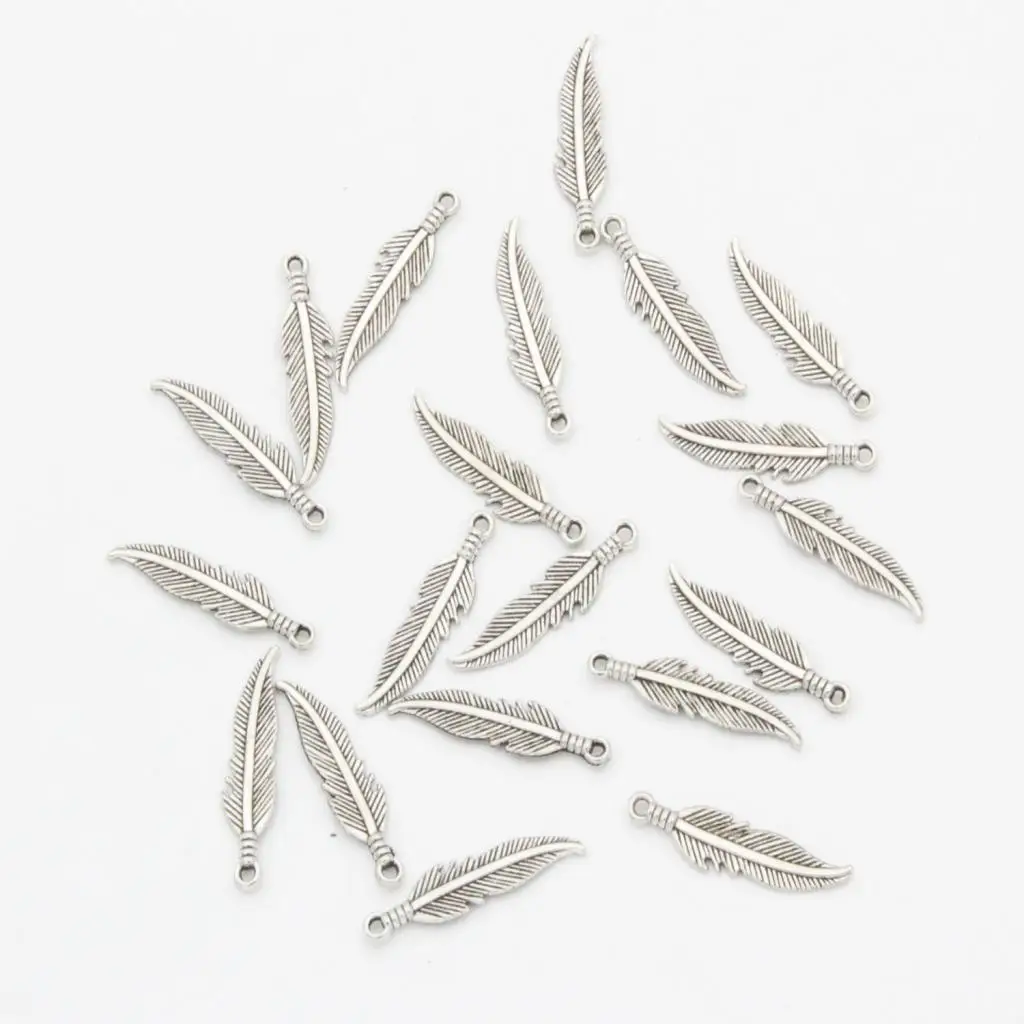 20Pcs Vintage Leaf Feathers Charms Pendant Jewelry DIY Making Crafts for Necklace Bracelet Pendant