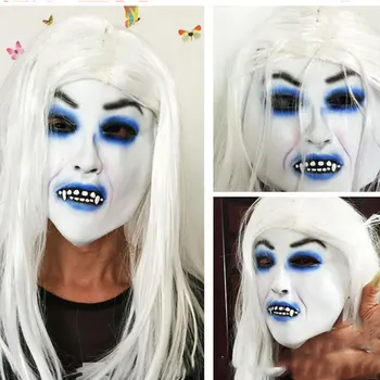 Women Girl Pullover Horror Mask Halloween Cosplay Costume Props White-haired Witch Mask 
Women Girl Pullover Horror Mask Halloween Cosplay Costume Props White-haired Witch Mask