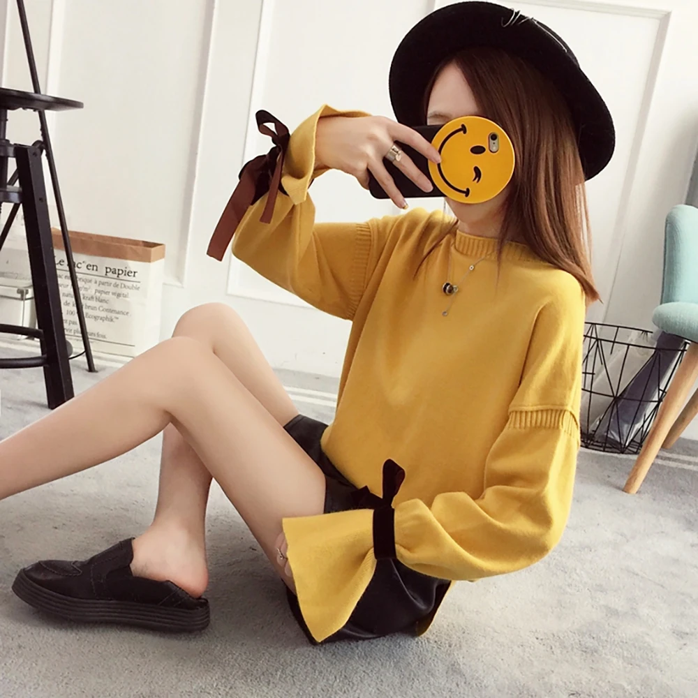 2017 women's autumn winter solid flare sleeve pullover o neck knitting sweater female plus size straight casual sweaters
2017 women's autumn winter solid flare sleeve pullover o neck knitting sweater female plus size straight casual sweaters