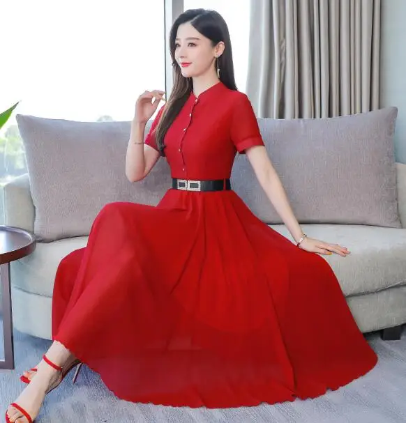 2019 Summer New Arrival Plus Size M-3XL Flower Printed Stand Short Sleeve Woman Long Chiffon Dress
2019 Summer New Arrival Plus Size M-3XL Flower Printed Stand Short Sleeve Woman Long Chiffon Dress