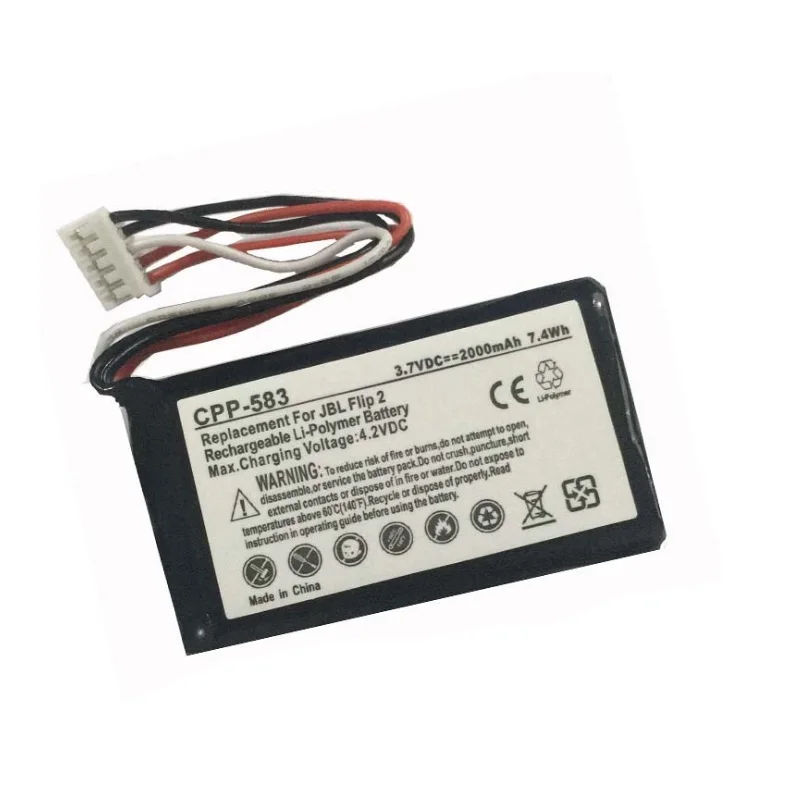 AEC653055-2P Battery AEC6530552P for JBL Flip 2 Bluetooth Loudspeaker Speaker 3.7V 2000mAh Lithium Polymer Rechargeable Bateria
AEC653055-2P Battery AEC6530552P for JBL Flip 2 Bluetooth Loudspeaker Speaker 3.7V 2000mAh Lithium Polymer Rechargeable Bateria